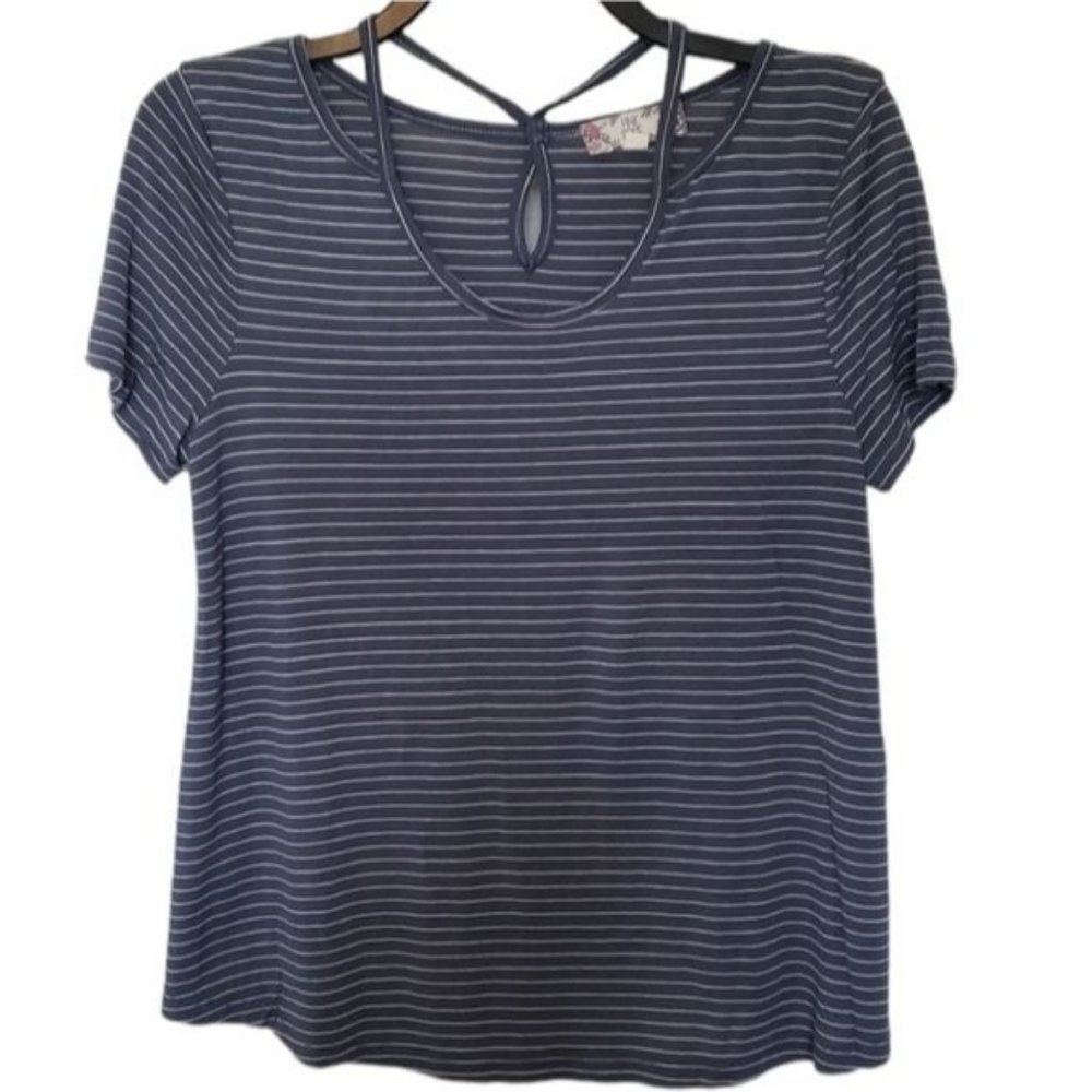 3/$15 Pink Rose Striped Strappy T-Shirt Size Medium
